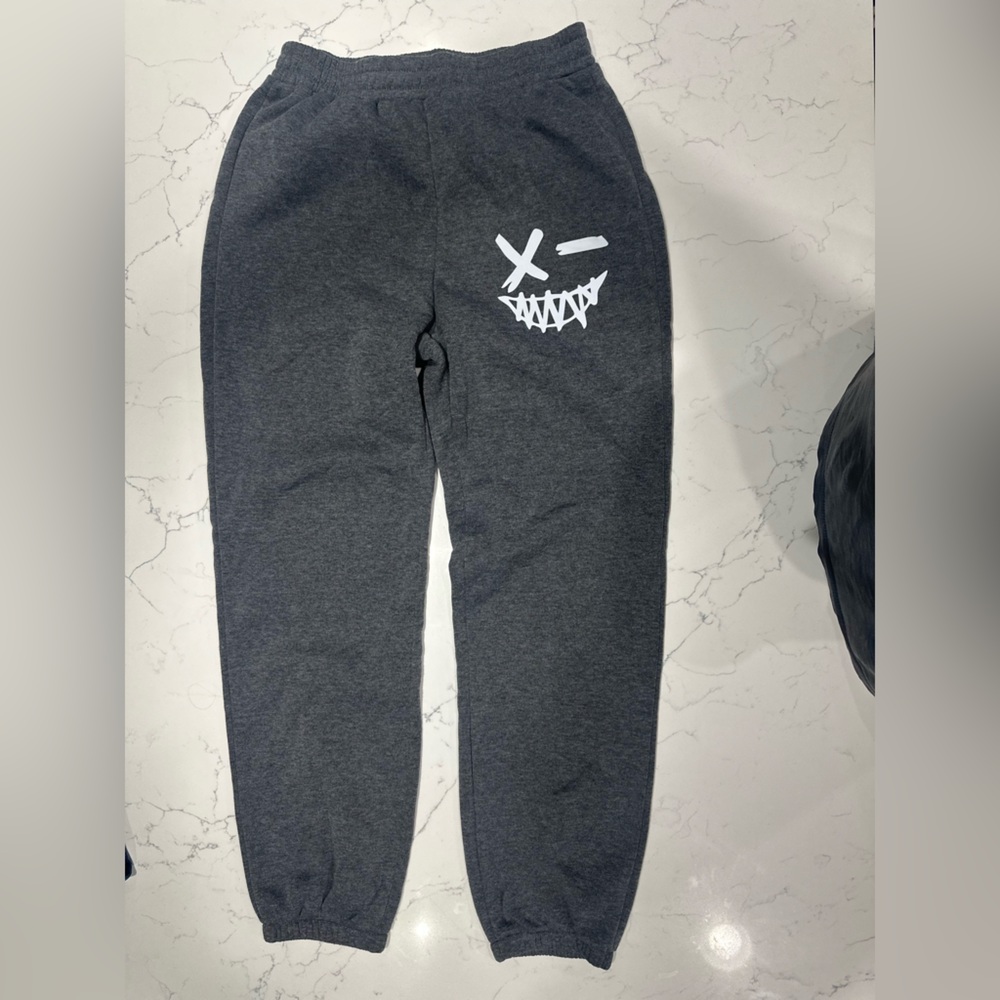 SHEIN Dark Gray Sweatpants with White Graphic